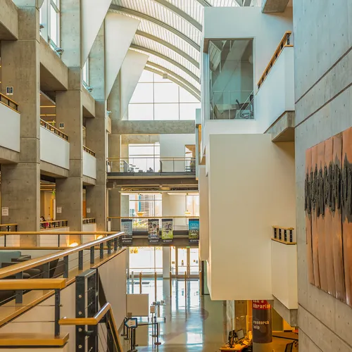 An interior view of the Tanimura and Antle Library.