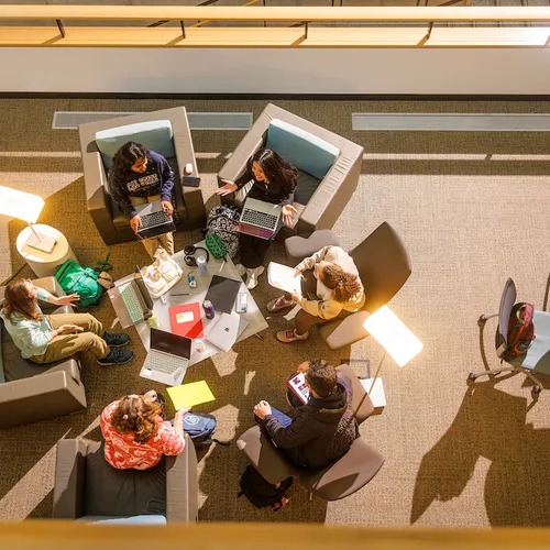 Students sitting in the library