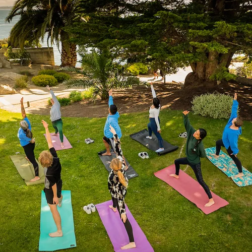a yoga class outdoors