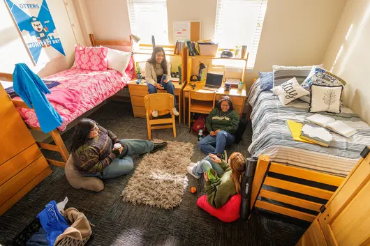 Students in a dorm room