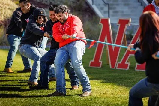 Students in a game of tug of war