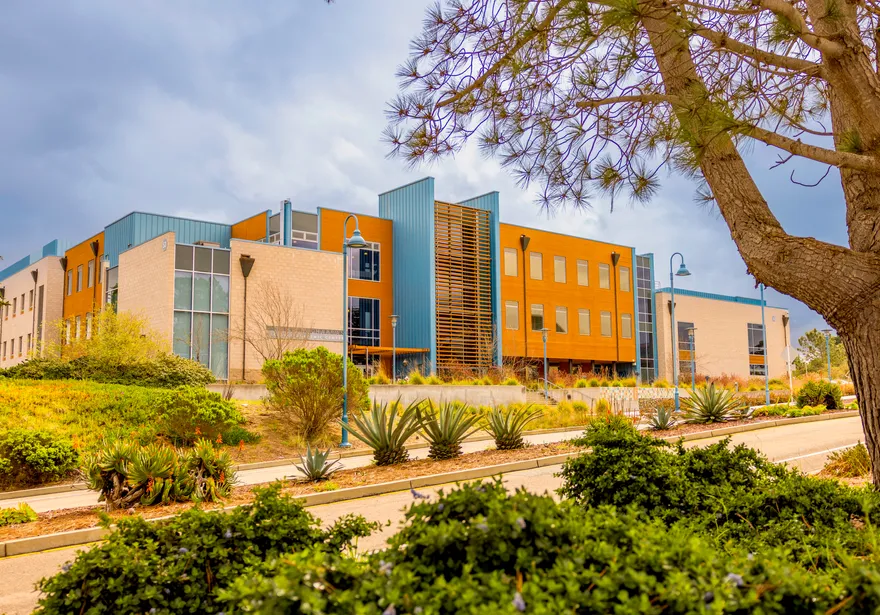 Chapman Science Building with greenery around