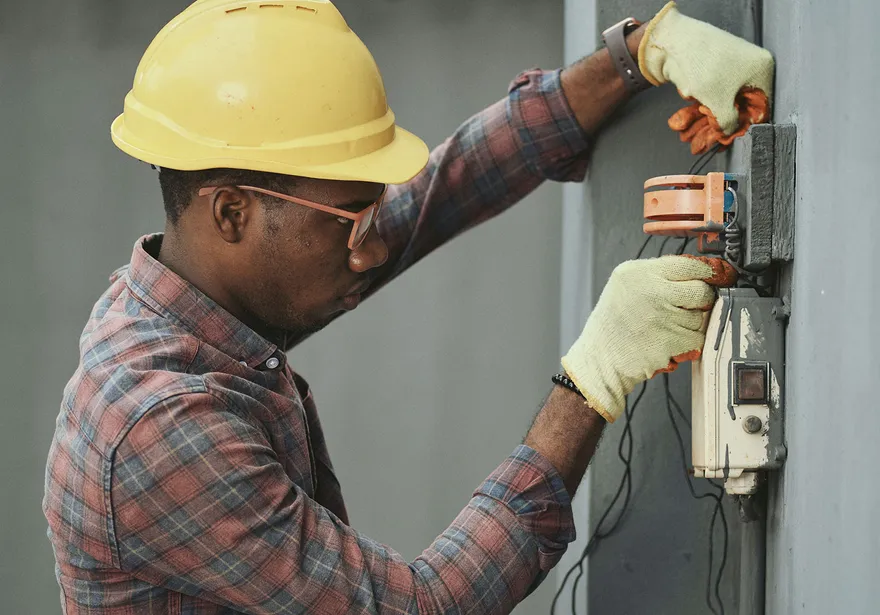 Photo: A man in a hard hat