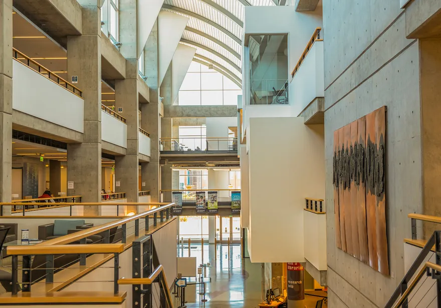 An interior view of the Tanimura and Antle Library.