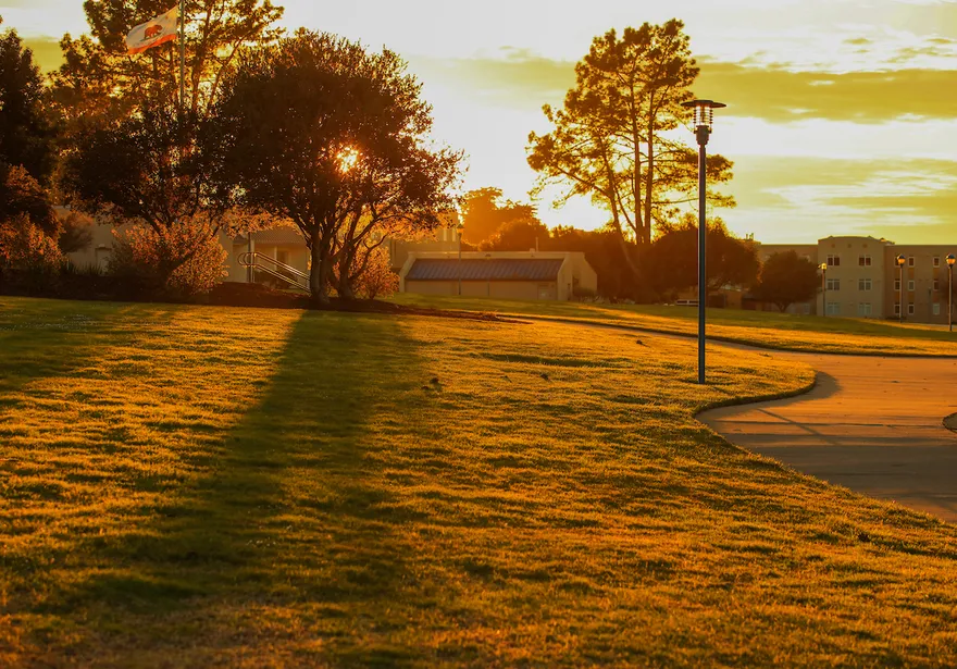 Campus picture at sunset