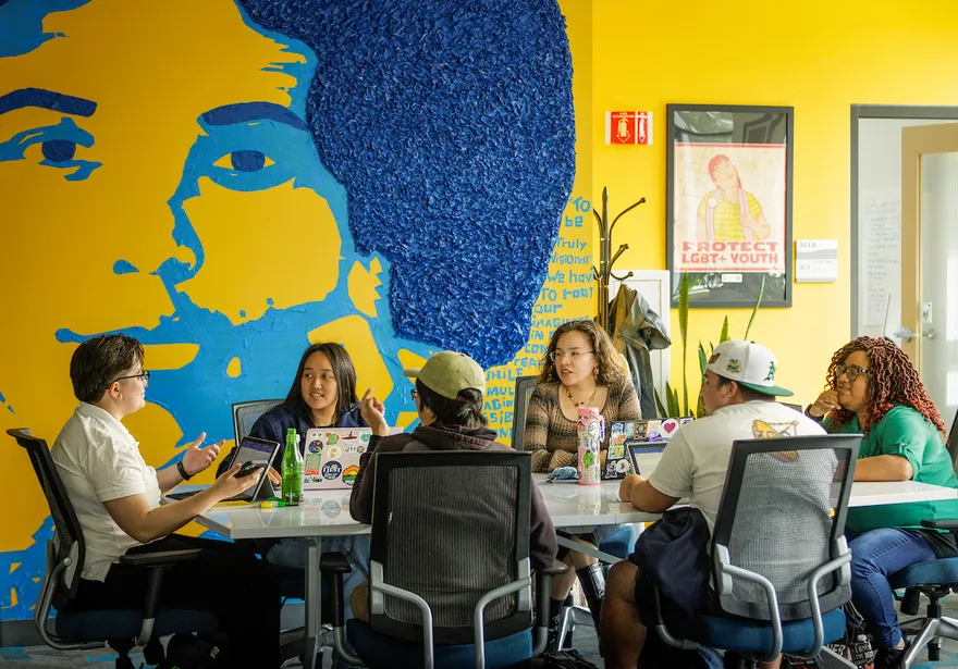 Students in the OSU engaged in conversation for OC3