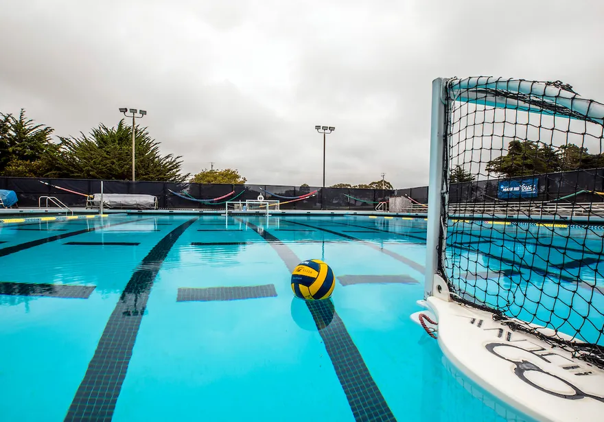 Waterpolo ball in the pool