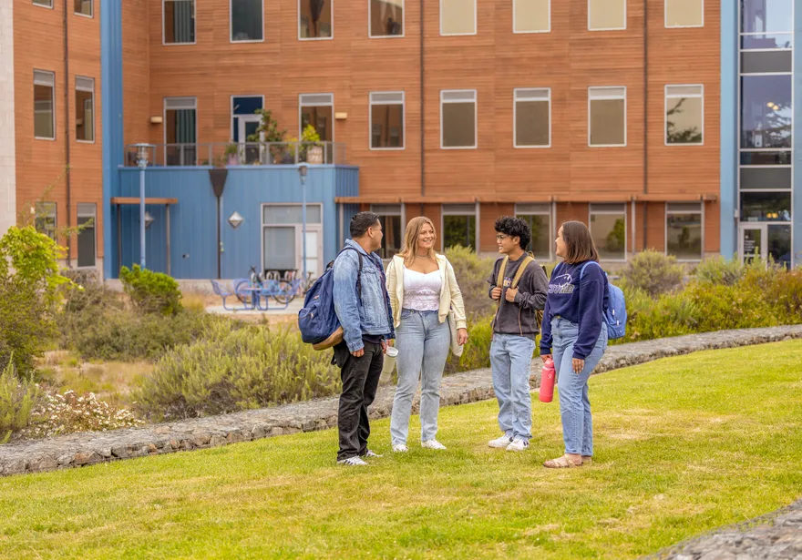 A group of students standing outside of the chapman science building
