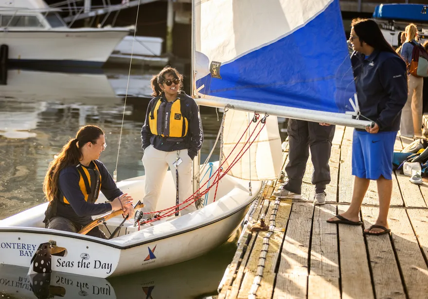 Students preparing to set sail